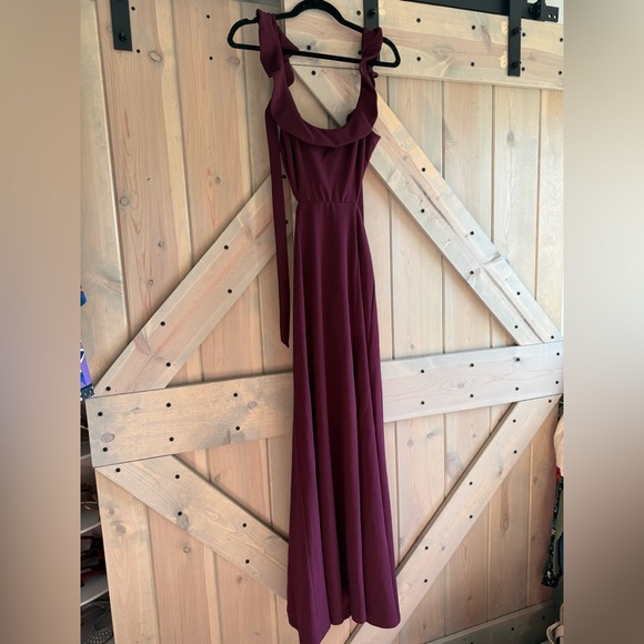 LuLu’s Captivating Charisma Plum Ruffled Cutout Tie-Back Maxi Dress Plum - Picture 5 of 11